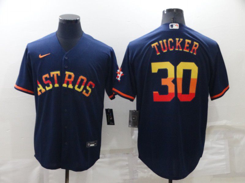 Men Houston Astros #30 Tucker Blue Rainbow Edition Game Nike 2022 MLB Jerseys